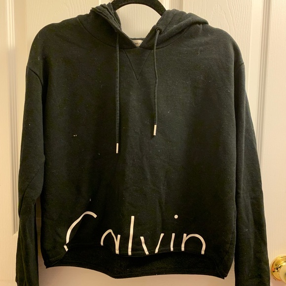 Calvin Klein Sweaters - Calvin Klein Black Cropped Sweater Hoodie Size M